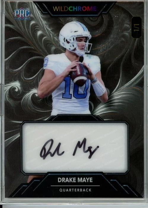 2023 Drake Maye Wildcard Wild Chrome Black Silver Prizm Signed Rookie Card Refractor Auto 1/1